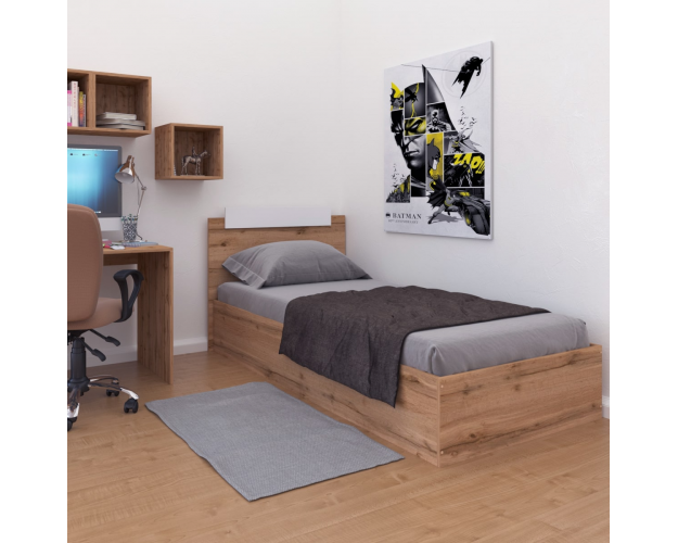 Кровать с основанием 900 Эко дуб вотан / белый Кровать с основанием 900 Эко дуб вотан / белый