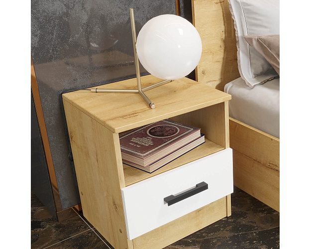 Тумба прикроватная Эко дуб вотан / белый Тумба прикроватная Эко дуб вотан / белый