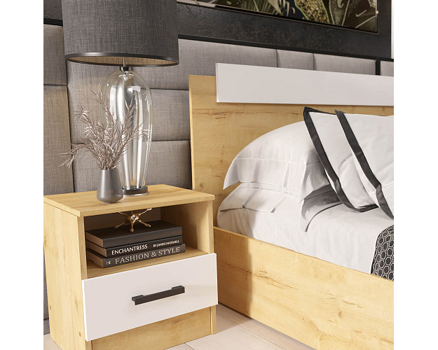 Тумба прикроватная Эко дуб вотан / белый Тумба прикроватная Эко дуб вотан / белый