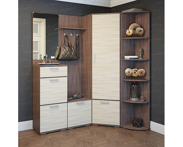 Шкаф угловой Ника ШУ 701 ясень шимо светлый / ясень шимо темный Шкаф угловой Ника ШУ 701 ясень шимо светлый / ясень шимо темный