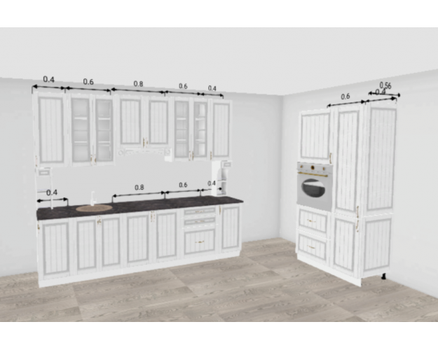 Кухня Лондон 2800х1000 Дуб белый Кухня Лондон 2800х1000 Дуб белый