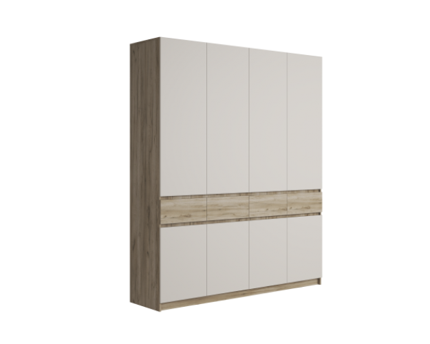 Шкаф четырехстворчатый ШК-004 Бостон дуб крафт серый / кашемир Шкаф четырехстворчатый ШК-004 Бостон дуб крафт серый / кашемир