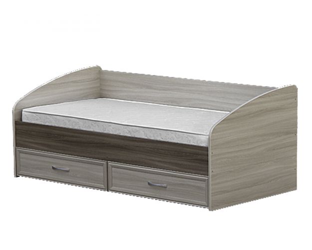 Кровать с ящиками с задней спинкой 900-1 без матраса Ясень Шимо темный/Ясень Шимо светлый