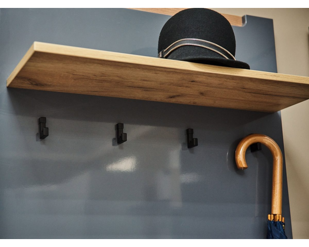 Панель вешалки Стокгольм графит глянец / крафт золотой Панель вешалки Стокгольм графит глянец / крафт золотой