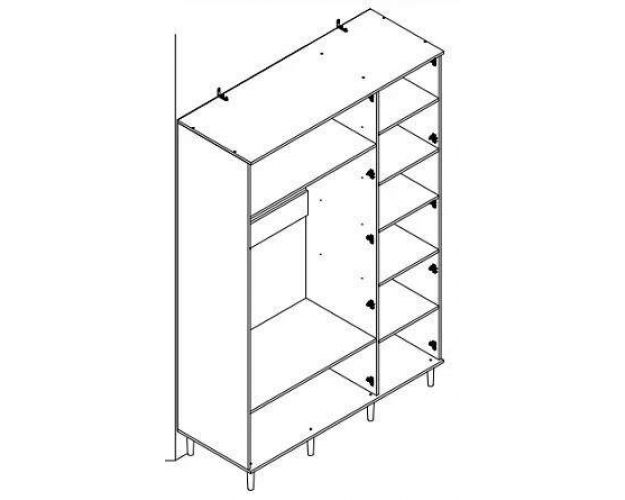 Шкаф трехстворчатый Денвер дуб вотан / графит Шкаф трехстворчатый Денвер дуб вотан / графит