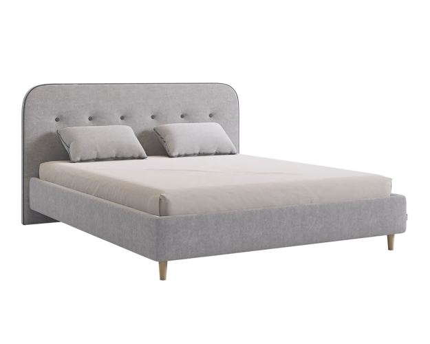 Кровать с основанием 1600 Лео галька / графит (велюр) Кровать с основанием 1600 Лео галька / графит (велюр)
