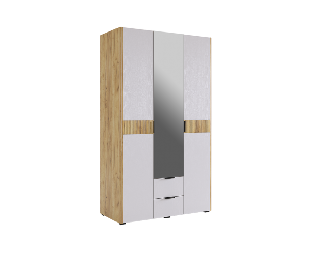 Шкаф трехдверный с зеркалом Адам дуб крафт золотой / белое дерево Шкаф трехдверный с зеркалом Адам дуб крафт золотой / белое дерево