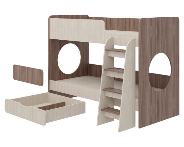 Кровать двухъярусная Мила 1.8 Ясень шимо темный/Ясень шимо светлый Кровать двухъярусная Мила 1.8 Ясень шимо темный/Ясень шимо светлый