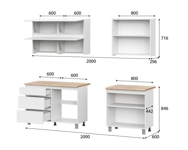Кухонный гарнитур "Токио" 2,0м (Серия 3) белый текстурный / дуб сонома Кухонный гарнитур "Токио" 2,0м (Серия 3) белый текстурный / дуб сонома