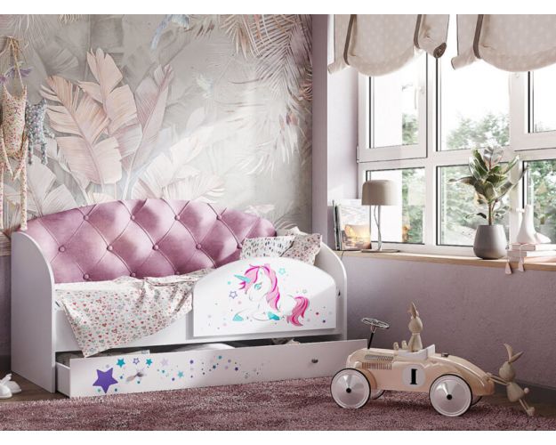 Кровать детская Звездочка Белый/Розовый