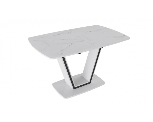 Стол обеденный Дели тип 1 белый глянец / белый мрамор