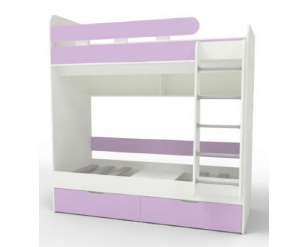 Кровать двухъярусная Юниор-5 Белое дерево/Ирис Кровать двухъярусная Юниор-5 Белое дерево/Ирис