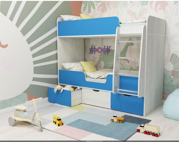 Кровать Двойняшка двухъярусная Винтерберг/Голубой Кровать Двойняшка двухъярусная Винтерберг/Голубой