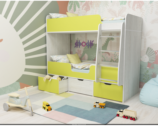 Кровать Двойняшка двухъярусная Винтерберг/Лайм Кровать Двойняшка двухъярусная Винтерберг/Лайм