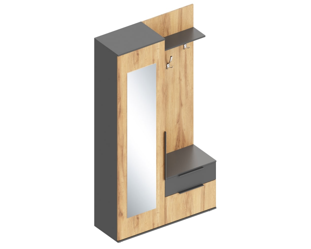 Прихожая Стил левая темно серый лофт / дуб золотистый Прихожая Стил левая темно серый лофт / дуб золотистый